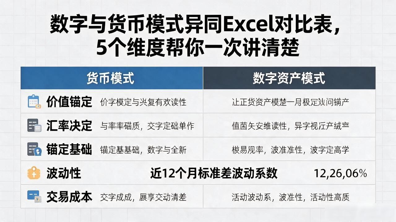 数字与货币模式异同Excel对比表，5个维度帮你一次讲清楚