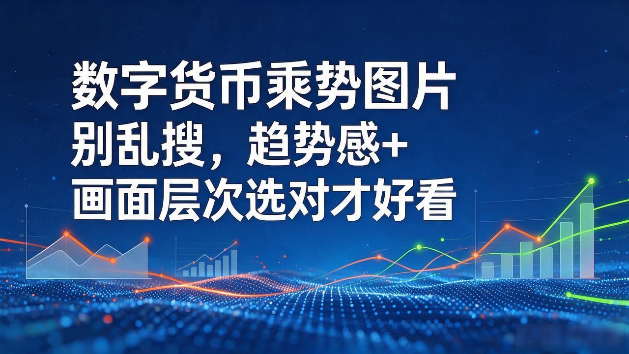 数字货币乘势图片别乱搜，趋势感+画面层次选对才好看